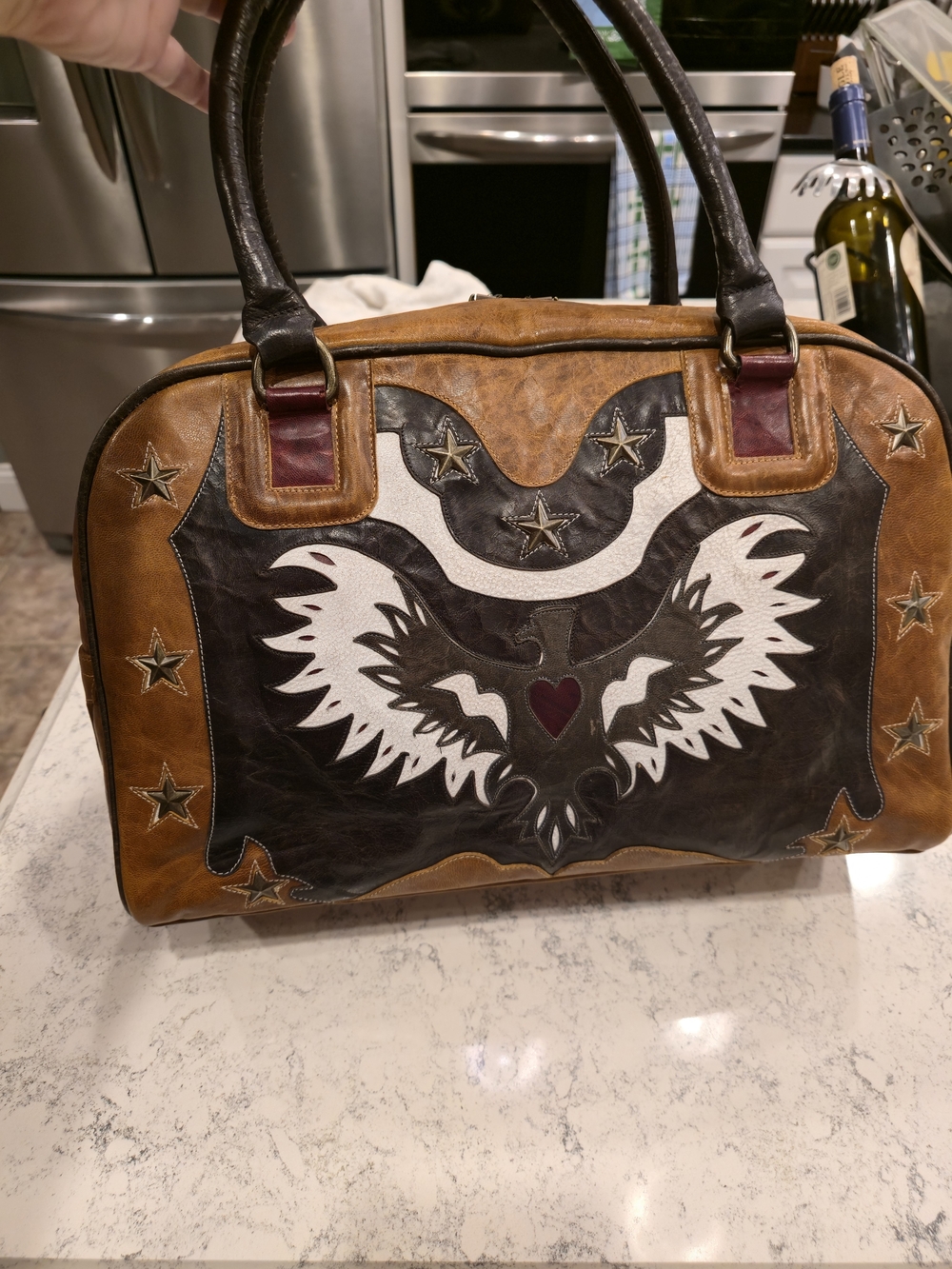 Old Gringo Rayna Eagle Tooled Leather Bowler Bag - Picture 2 of 7
